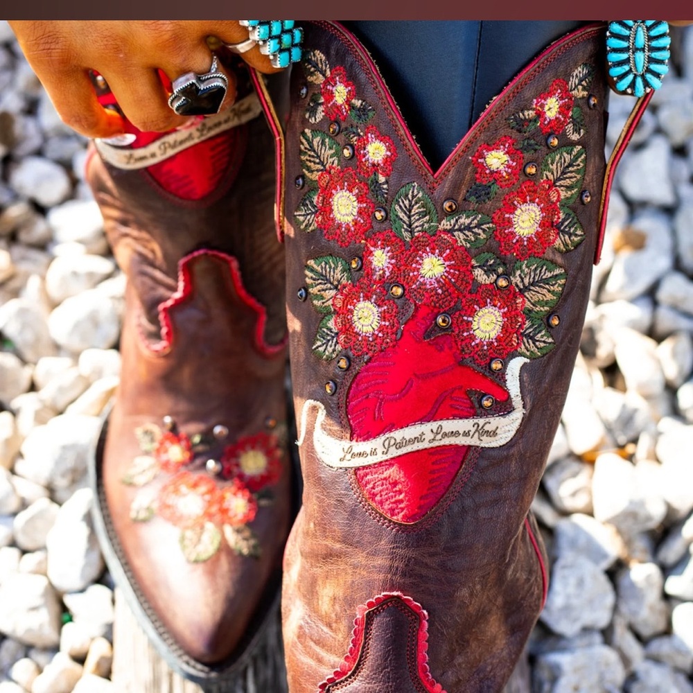 Old gringo eternal boots velvet heart embroidery flowers lovers RTL $725 NIB 7.5 - Picture 5 of 8